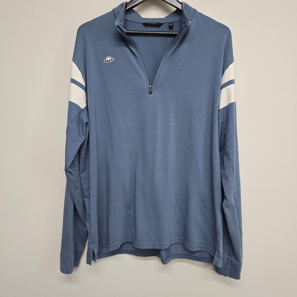 Radmor 1/4 Zip Pullover Mens XL Blue Long Sleeve Pima Cotton Golf Sporty Preppy‎